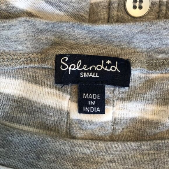 SPLENDID Cerine Slub Gray White Stripe Button Back - S - Picture 4 of 6